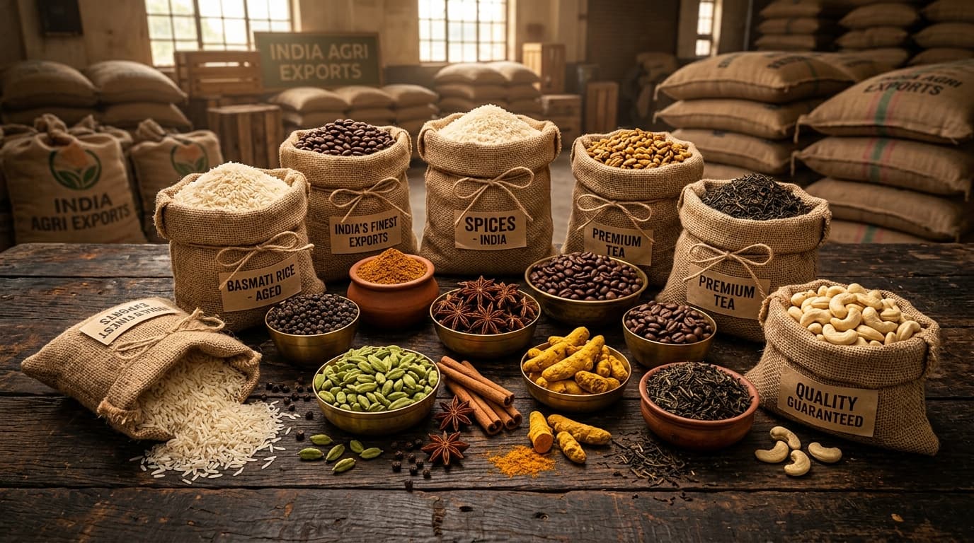 Indian Spices, Rice, Tea, Coffee, Makhana, Pulses and Cashews Export Commodities