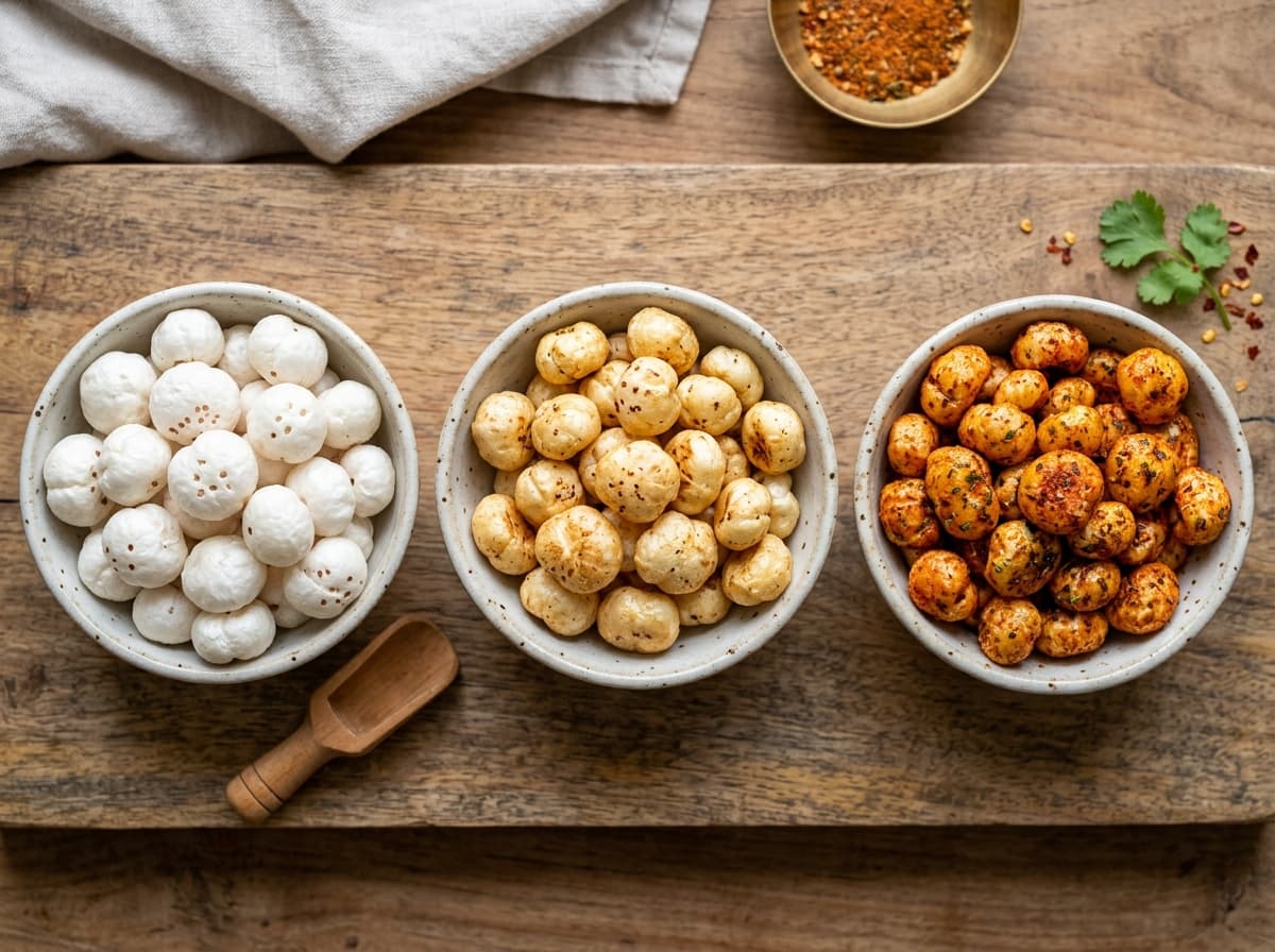 Makhana Varieties, Raw Puffed and Roasted Flavored